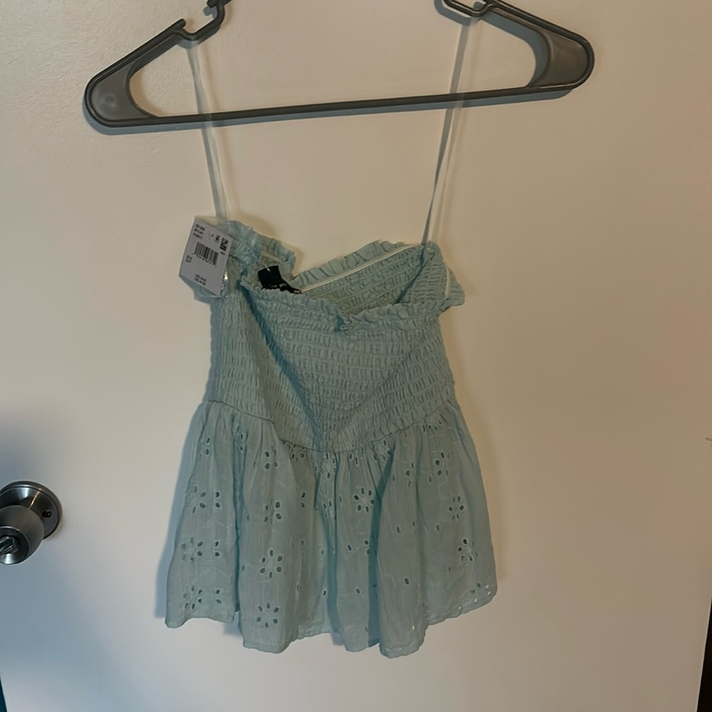 American Eagle Eyelet Smocked Babydoll Tube Top